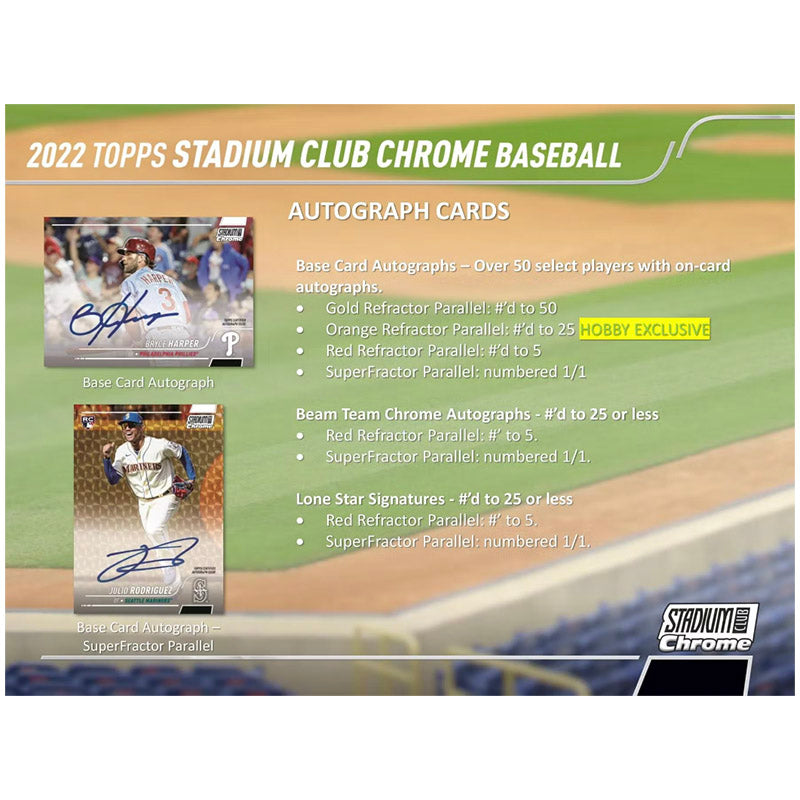 2022 Topps Stadium Club Chrome Baseball Hobby Box