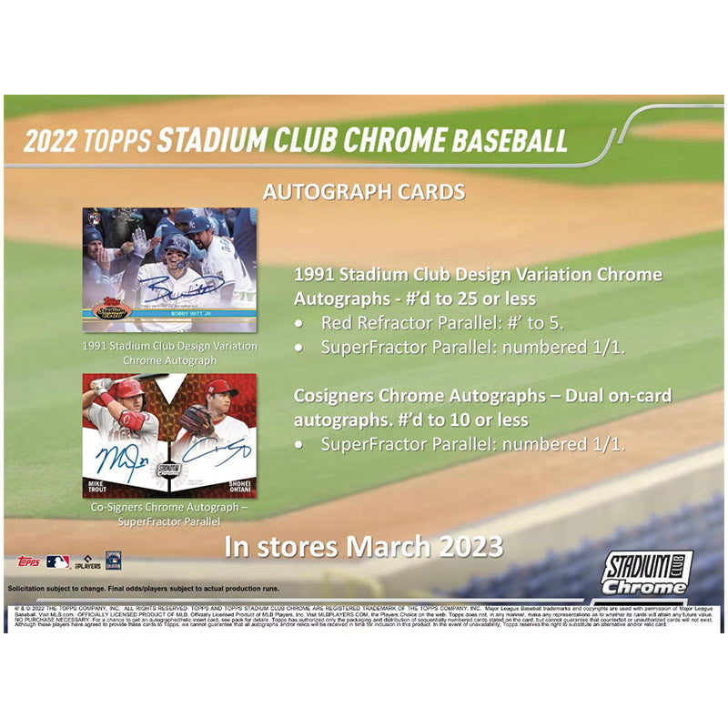 2022 Topps Stadium Club Chrome Baseball Hobby Box